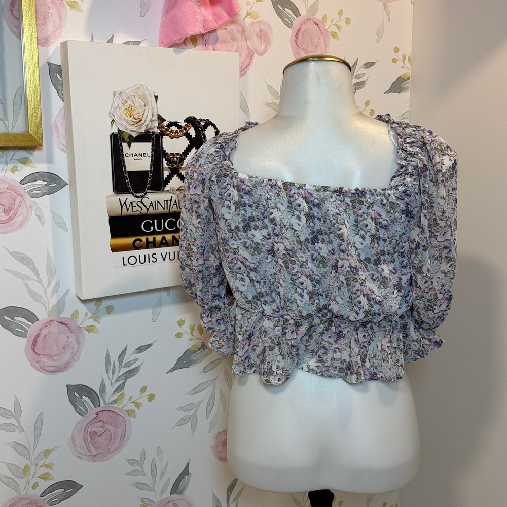 Astr Floral Ruffle Corset Blouse - Picture 2 of 5